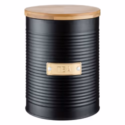 Typhoon Living Otto Airtight Tea Storage Canister with Bamboo Lid, 1.4 Litre, Matte Black / Gold