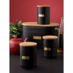 Typhoon Living Otto Airtight Coffee Storage Canister with Bamboo Lid, 1.4 Litre, Matte Black / Gold