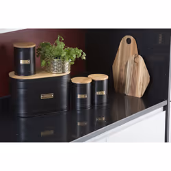 Typhoon Living Otto Airtight Coffee Storage Canister with Bamboo Lid, 1.4 Litre, Matte Black / Gold