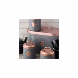 Typhoon Living Lid Bread Bin, Stainless-Steel, Grey/Copper, 34 x 18.5 x 20 cm