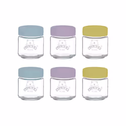 Kilner Set Of 6 Kids Jars 110ml, Jar, Round, 0.11 L, Multicolour, Transparent, Glass, 121 mm