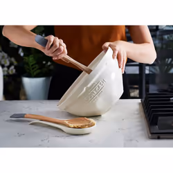 Mason Cash Innovative Kitchen Stoneware Spoon and Utensil Rest with Conversion Chart, White