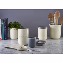 Mason Cash Innovative Kitchen Stoneware Spoon and Utensil Rest with Conversion Chart, White