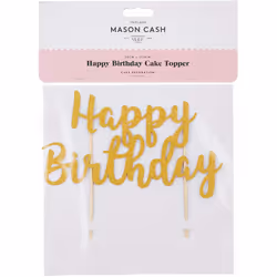 Mason Cash 2008.224 Happy Birthday Cake Topper Gold Glitter