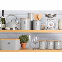 Typhoon Living Airtight Coffee Storage Canister with Bamboo Lid, Grey, 1 Litre