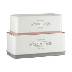 Set Of 2 Mason Cash Rectangular Cake Bread Stackable Storage Jars Tins Boxes
