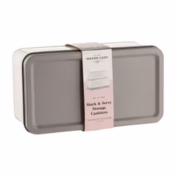 Set Of 2 Mason Cash Rectangular Cake Bread Stackable Storage Jars Tins Boxes