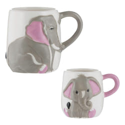 Set of 2 Small & Large Elephant Tea Coffee Juice Milk Kid Adult Matching Mug Cup