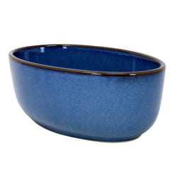 Oval Baking Oven Dish 18cm Stoneware Reactive Glaze Blue 650ml Microwave Safe