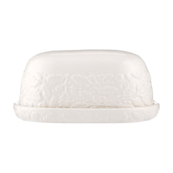 Ceramic Butter Dish with Domed Lid Cream Glaze Acorn Butter Keeper Storage Tray