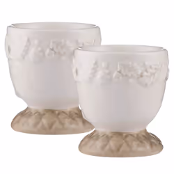 Ceramic Egg Cups 2pcs Cream Hand Painted Hard Soft Boiled Egg Holders Breakfast