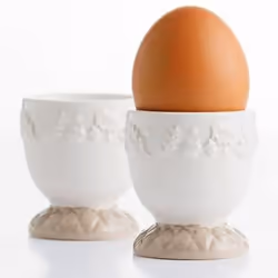 Ceramic Egg Cups 2pcs Cream Hand Painted Hard Soft Boiled Egg Holders Breakfast