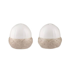 Ceramic Salt & Pepper Shaker Set Cream Hand Painted Pots Cruet Dispenser Storage