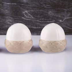 Ceramic Salt & Pepper Shaker Set Cream Hand Painted Pots Cruet Dispenser Storage