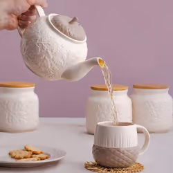 Ceramic Mug Embossed Acorn 360ml Cup Coffee Tea Hot Beverages Novelty Neutral