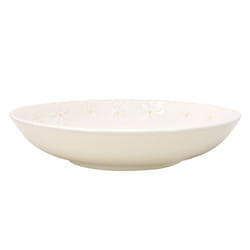Daisy Pasta Bowl 23cm Stoneware Glaze Hand Painted Flower Embossed White Round