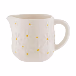 Daisy Milk Jug 275ml Creamer Ceramic Hand Painted Flower Embossed White Pourer