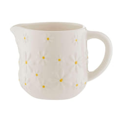 Daisy Milk Jug 275ml Creamer Ceramic Hand Painted Flower Embossed White Pourer