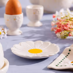 Daisy Spoon Rest Utensil Kitchen Tidy Ceramic Round Hand Painted Flower Embossed