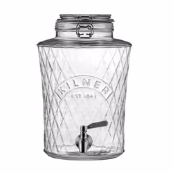 Kilner Glass Drink Dispenser With Tap Clip Top Lid Diamond Pattern 5 Litre Jar