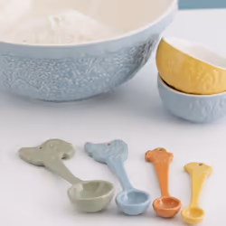 Measuring Spoons Set Of 4 Home To Roost Stoneware Cockerel Embossed Kitchen