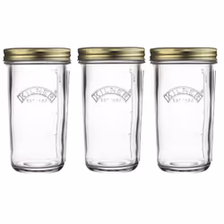 0.5 Litre Set of Three Wide Mouth Screw Top Glass Preservation Jars - Clear