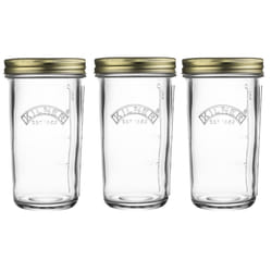 0.5 Litre Set of Three Wide Mouth Screw Top Glass Preservation Jars - Clear