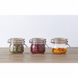 Kilner Set of 3 Top Round Jars|0.5 Litre Capacity Orange Seal and Stainless Steel Clip Fastening|Perfect for Storage & Preserving