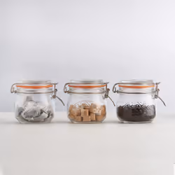Kilner Set of 3 Top Round Jars|0.5 Litre Capacity Orange Seal and Stainless Steel Clip Fastening|Perfect for Storage & Preserving