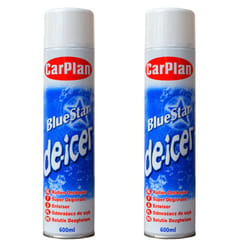 2 X CarPlan Blue Star De-icer Aerosol 600ml Winter Car Windscreen
