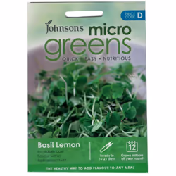 Johnsons Micro Greens Seeds Basil Lemon Easy Grow Citrussy Leaves