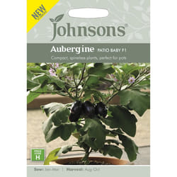 Johnsons Aubergine Grow Your Own Garden Vegetables Patio Baby F1 Seeds Packet