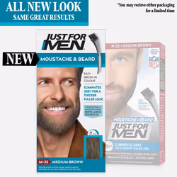 Just For Men M35 Moustache and Beard Facial Hair Color Medium Brown