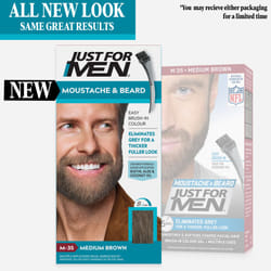 Just For Men M35 Moustache and Beard Facial Hair Color Medium Brown