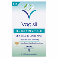 Vagisil Bladder Weakness 2in1 Fresh & Gentle Wipes - 12 Wipes