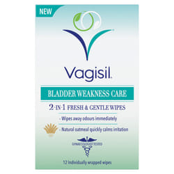 Vagisil Bladder Weakness 2in1 Fresh & Gentle Wipes - 12 Wipes