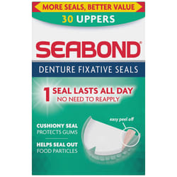 Denture Fixative Seals, Soft Adhesive Cushion, Last All Day, Protect Gums & Help Seal Out Food Particles, 30 Uppers