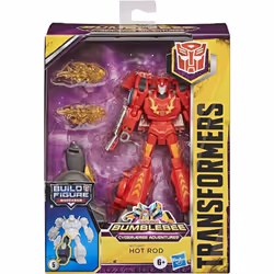 Transformers Cyberverse Bumblebee Adventures Deluxe Class Hot Rod Action Figure Toy with Build-A-Figure Piece for Ages 6 an ...