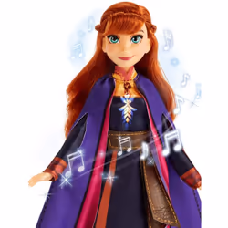 Disney Frozen Singing Anna Fashion Doll with Music Wearing a Purple Dress Inspired by Disney Frozen 2, Toy For Kids 3 Years and Up