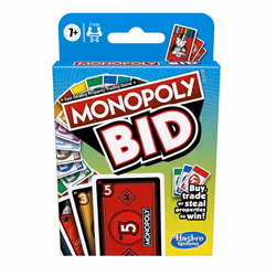 Monopoly Bid game, Quick-Playing card game for 4 Players, game for Families and Kids Ages 7 and Up