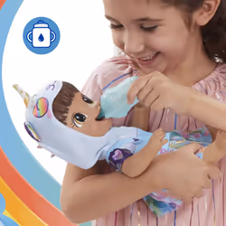 Baby Alive Tinycorns Doll  Panda Unicorn  Accessories  Drinks  Wets  Brown Hair Toy for Kids Ages 3 Years and Up