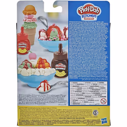 Play-Doh Kitchen Creations Double Drizzle Ice Cream Playset for Children 3 Years and Up with 2 Play-Doh Drizzle Colours and 4 Classic Pots, Non-Toxic