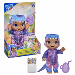 Baby Alive Dino Cuties Doll  Tyrannosaurus  Doll Accessories  Drinks  Wets  T-Rex Dinosaur Toy for Kids Ages 3 Years and Up  Black Hair