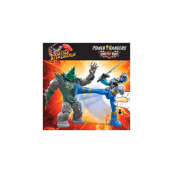 Power Rangers Dino Fury Battle Attackers - Blue Ranger VS Shockhorn Articulated Action Figures