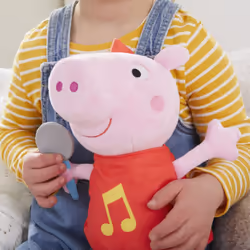 Peppa Pig Singing Peppa Soft Toy with Red Glitter Dress and Bow Sings 3 Songs