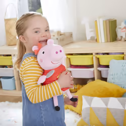 Peppa Pig Singing Peppa Soft Toy with Red Glitter Dress and Bow Sings 3 Songs