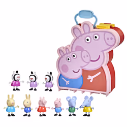 Peppa Pig Peppa's Adventures Carry-Along Brothers & Sisters Preschool Toy, 9 Figures in Carry Case Including Zebra Sisters, A ...