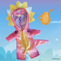Baby Alive Dino Cuties Doll, Triceratops, Doll Accessories, Drinks, Wets, Triceratops Dinosaur Toy for Kids Ages 3 Years and Up, Blonde Hair