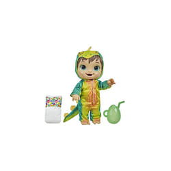 Dino Cuties Doll, Stegosaurus, Doll Accessories, Drinks, Wets, Stegosaurus Dinosaur Toy for Kids Ages 3 Years and Up, Brown Hair