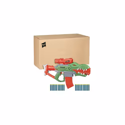 DinoSquad Rex-Rampage Motorised Dart Blaster, 10-Dart Clip, 20 Nerf Darts, 10-Dart Storage - T-Rex Dinosaur Design, Multicolo ...